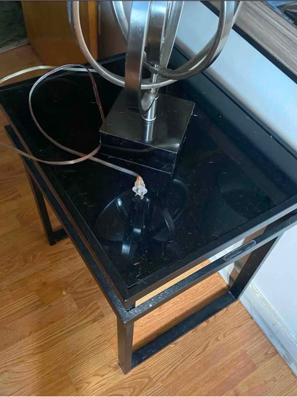 Black Glass Top Accent Table - Sleek Modern Home Accent